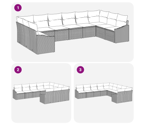 10 Gabalu Dārzā Dīvānu Komplekts Ar Spilveniem Bēšs Pe Rotangpalma Vidaxl
