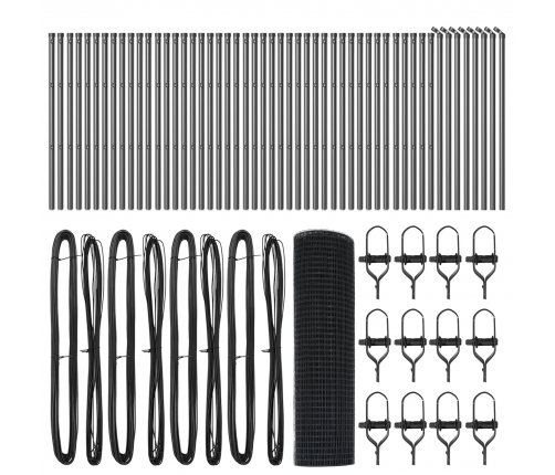 Savilktā Stieples Žogs Ar 13 Stabiem Pelēks 0,6X100 M Tērauds Vidaxl