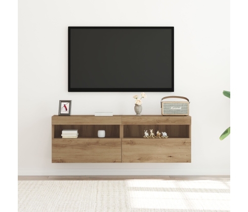 Tv Sienas Skapji Ar Led Apgaismojumu 2 Gabali Artisan Ozola 60X30X40 Cm Vidaxl