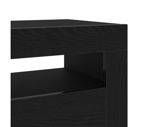 Tv Galds Ar Led Gaismām, Melnā Ozola Krāsā, Izmēri 75X35X40 Cm, Ražots No Inženierijas Koka Vidaxl