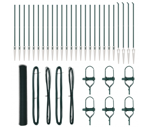 Vidaxl Hexagona Žogs Zaļš 1,2X50 M Tērauds,  Žogu Stabi Ar Kniedēm 13 Gab Ø32 Mm 140 Cm Cinkots Tērauds Vidaxl