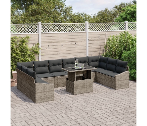 11 Gabalu Dārza Dīvānu Komplekts Ar Spilveniem Pelēkajā Poli Rotangpalmas Vidaxl