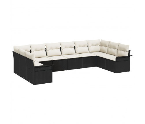 10 Daļu Dārza Dīvānu Komplekts Ar Spilveniem, Melna Polietilēna Rotangpalma Vidaxl