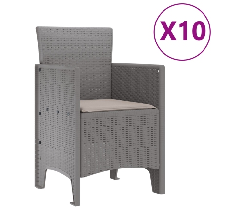 11 Gabali Dārza Galds Ar Spilveniem Gaiši Pelēka Polietilēna Rotangpalma Vidaxl