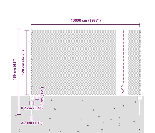 Vidaxl 22 Gab. U-Kanāla Stabi Pelēki 120 Cm Tērauds,  Sešstūra Žogs Pelēks 1.2X100 M Tērauds Vidaxl