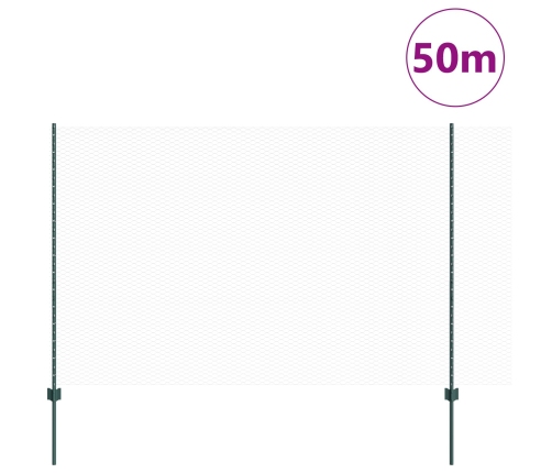 Vidaxl Žoga Stabi 11 Gab U-Kanalā Zaļa 150 Cm Tērauds, Vidaxl Sešstūra Žogs Zaļš 1.5X50 M Tērauds