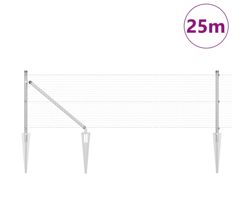 Savilkto Metāla Žogs Ar 13 Naglu Stabiem 0.8X25 M Galvanizētā Tēraudā Vidaxl