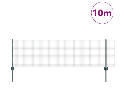 Zaļais Metinātais Stieples Žogs Ar 5 U Posteņiem 0.6X10 M Tēraudā Vidaxl