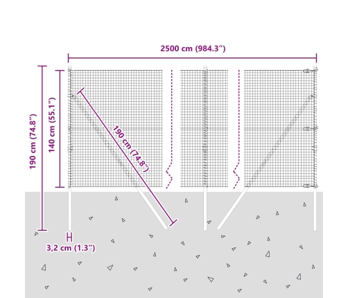 Vītnē Kalts Žogs Ar 13 Stabiem 1.4X25 M Cinkota Tērauda Vidaxl