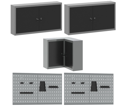 10 Gab. Rīku Glabāšanas Galda Komplekts Melnā Inženierijas Koka Un Metāla Vidaxl