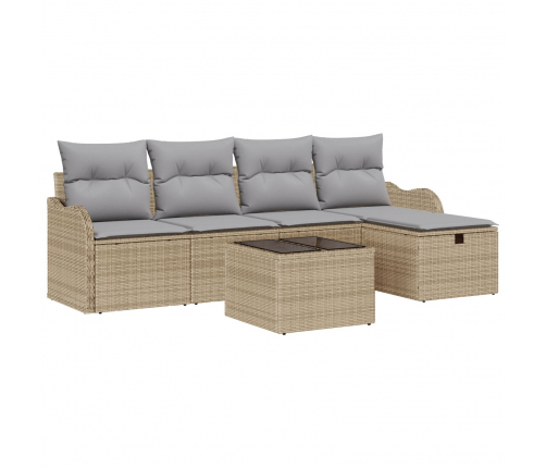 Vidaxl 6 Daļu Dārza Dīvānu Komplekts Ar Spilveniem Bēšs Poli Rattan,  2 Sēdvietu Dārza Dīvāns Ar Uzglabāšanu Un Spilveniem Bēšs Poli Rattan Vidaxl
