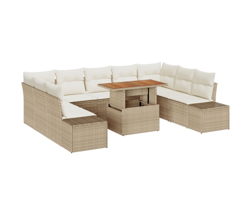 10 Gab. Dārza Dīvānu Komplekts Ar Spilveniem Bēšs Poli Rotangpalma Vidaxl