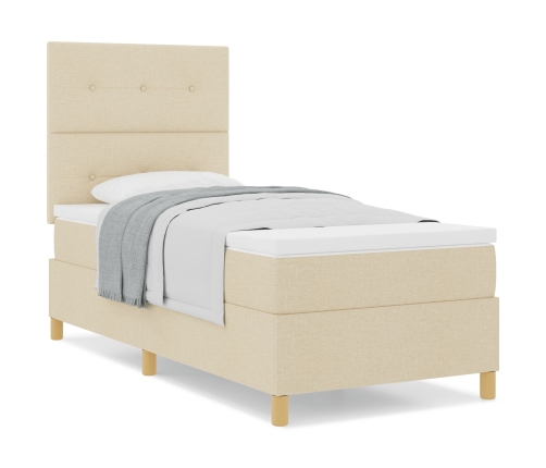 Box Spring Gulta Ar Matraci Krēmkrāsā 100X200 Cm Audums Vidaxl