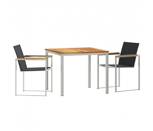 Vidaxl 3 Gabalu Dārza Galds No Masīva Tīkkoka,  Āra Galds 90X90X74.5 Cm No Masīva Tīkkoka Vidaxl