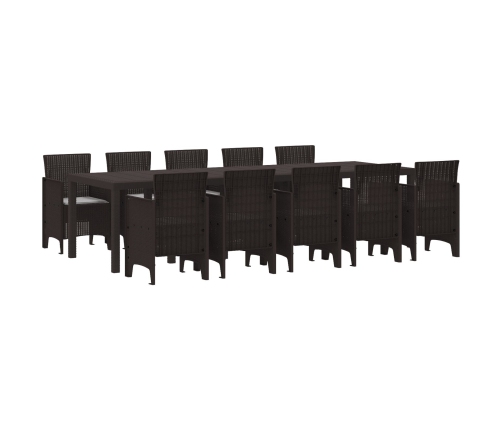 Vidaxl 11 Gabalu Dārza Galda Komplekts Ar Spilveniem Brūnā Polietilēna Rotangpalmas, Vidaxl Dārza Galds Brūns 150X100X73 Cm Polietilēna Rotangpalma, Vidaxl Dārza Krēsli Ar Spilveniem 2 Gabali Brūnā Polietilēna Rotangpalmas,  Dārza Krēsli Ar Spilveniem 4 G
