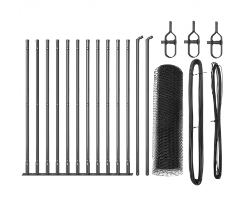 Vidaxl Sešstūra Žogs Pelēkā Krāsā 0.6X25 M Tērauds,  Žogu Posteņi Ar Pamatplāksnēm 13 Gab. Ø32Mm 70Cm Galvanizēts Tērauds Vidaxl