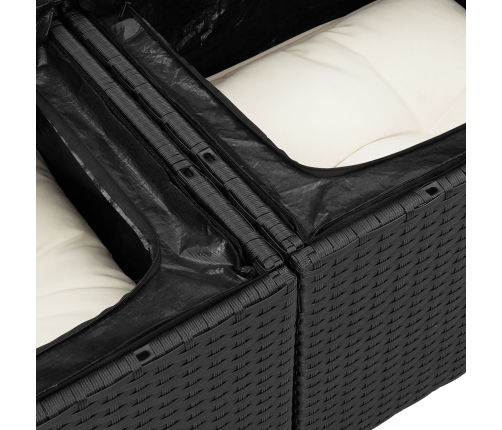 11 Daļu Dārza Dīvāns Ar Spilveniem Melnā Poli Rotangpalmas Akācijas Vidaxl