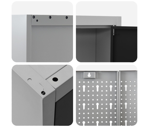 12 Daļu Darba Skapja Un Piekareņu Komplekts Melns Mdf Un Metāls Vidaxl