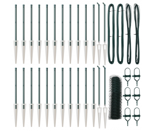 Vidaxl Sešstūra Žogs Zaļš 0.6 X 50 M Tērauds,  Žoga Posmi Ar Skrūvēm 13 Gab Ø32 Mm 80 Cm Galvanizēts Tērauds Vidaxl