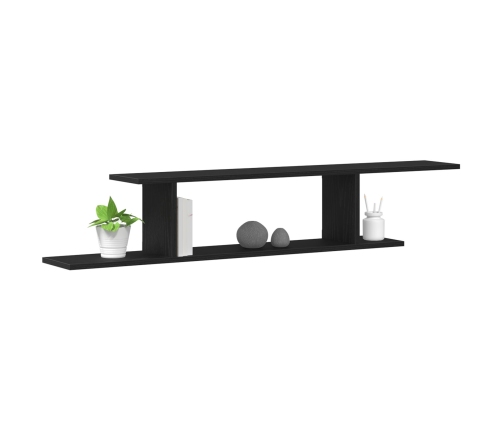 Tv Plaukts, Ko Var Stiprināt Pie Sienas, Melnā Ozola Krāsā, Izmēri 125X18X23 Cm, Inženierijas Koks Vidaxl