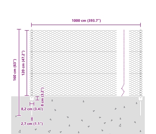 Vidaxl Žoga Stabi 10 Gab. U-Kanāls 120 Cm Cinkots Tērauds,  Sešstūra Žogs 1.2X10 M Cinkots Tērauds Vidaxl