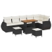 Vidaxl 9 Daļu Dārza Dīvāna Komplekts Ar Spilveniem Melnā Krāsā, Rotangpalma, Akācija,  3 Daļu Dārza Ēdamgalda Komplekts Ar Spilveniem Melnā Krāsā, Rotangpalma, Akācija Vidaxl