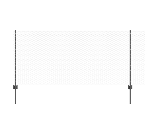 Vidaxl Žoga Stabi 22 Gab. U-Kanāls Pelēks 100 Cm Tērauds,  Sešstūra Žogs Pelēks 1X50 M Tērauds Vidaxl