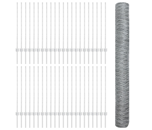 Vidaxl Žogu Stabi 22 Gab. U-Kanāls 100 Cm Cinkota Tērauda,  Sešstūra Žogs 1X100 M Cinkota Tērauda Vidaxl