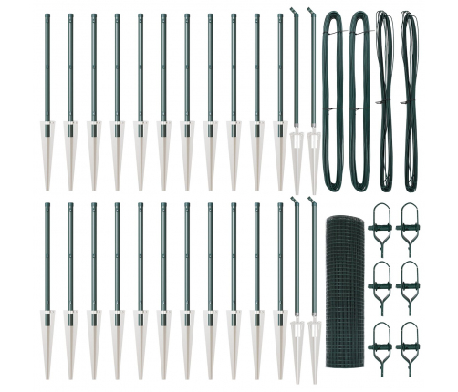 Savilktais Metāla Žogs Ar 13 Stabiem Zaļš 0.8X50 M Tērauds Vidaxl