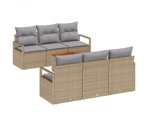 Vidaxl 7 Daļu Dārza Dīvānu Komplekts Ar Spilveniem Bēšs Poli Rotangpalma Akācija,  2-Vietīgs Dārza Dīvāns Ar Spilveniem Bēšs Poli Rotangpalma Vidaxl