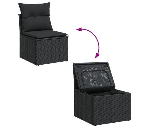 10 Gabalu Dārza Dīvānu Komplekts Ar Spilveniem Melnā Poli Rotangpalmu Vidaxl