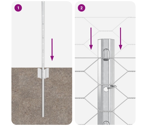 Vidaxl Žogu Stabi 11 Gab U-Kanāls 40 Cm Galvanizēta Tērauda,  Hexagona Žogs 0.4X100 M Galvanizēta Tērauda Vidaxl