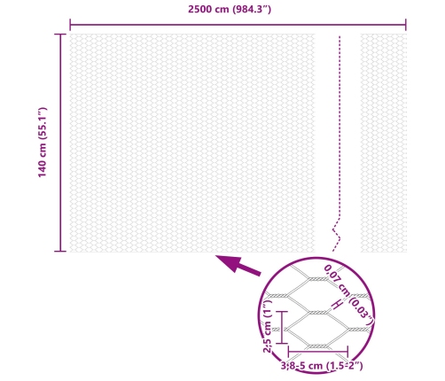 Vidaxl Žoga Stabi 22 Gab. U-Kanāls Pelēks 140 Cm Tērauds,  Sešstūra Žogs Pelēks 1,4X25 M Tērauds Vidaxl