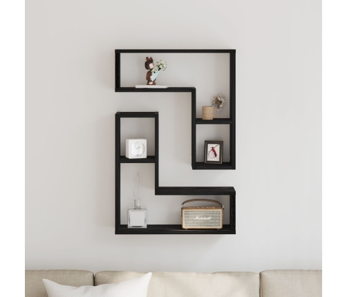 Sienas Plaukti 2 Gabali, Melnā Ozola Krāsā, 50X15X85 Cm, Inženierētā Koka Vidaxl