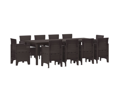 11 Gab. Dārza Ēdamgalds Ar Spilveniem Brūnā Poli Ratanī Vidaxl