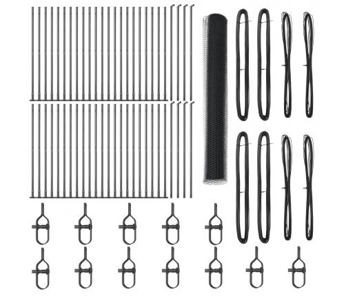 Vidaxl Sešstūra Žogs Pelēks 1.2X100 M Tērauds,  Žogu Stabi Ar Bāzes Plāksnēm 13 Gab. Ø32Mm 68.5Cm Galvanizēts Tērauds Vidaxl