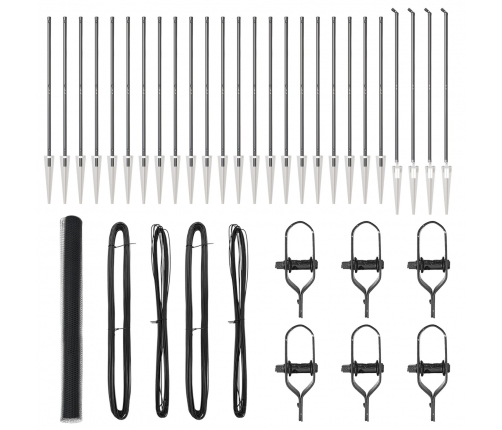 Vidaxl Sešstūra Žogs Pelēks 1.5X50 M Tērauds,  Žoga Stabi Ar Vāku 13 Gab Ø32 Mm 170 Cm Cinkots Tērauds Vidaxl