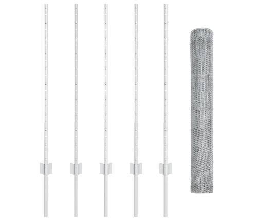 Vidaxl Žoga Stabi 10 Gab U-Kanāls 100 Cm Cinkots Tērauds,  Sešstūra Žogs 1X10 M Cinkots Tērauds Vidaxl