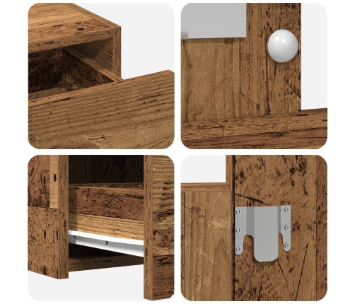 Sienas Piekarejamais Kosmētikas Galdiņš Ar Led Gaismām Vecs Koks Vidaxl