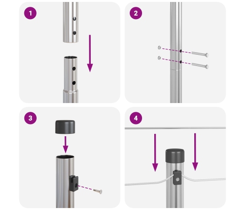 Žoga Stabi 13 Pcs Ø32 Mm 210 Cm Cinkota Tērauda Vidaxl