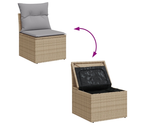 11 Daļu Dārza Dīvānu Komplekts Ar Spilveniem Bēšs Poli Rotangpalma Akacijas Vidaxl