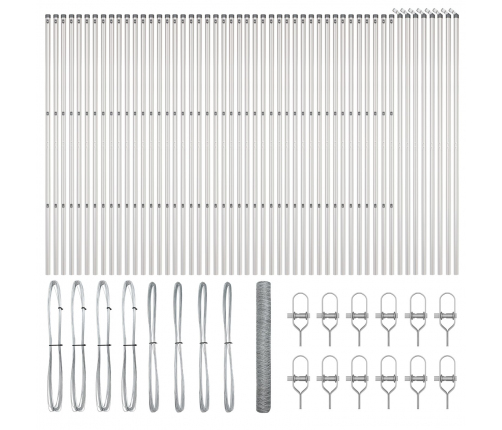 Vidaxl Šejkola Žogs 1,2X100 M Galvanizēts Tērauds,  Žoga Stabi 13 Gabali Ø32 Mm 170 Cm Galvanizēts Tērauds Vidaxl