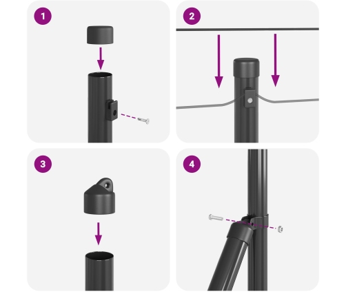 Savilktās Stieples Žogs Ar 13 Flanged Posts Pelēkā 1X100 M Tērauda Vidaxl