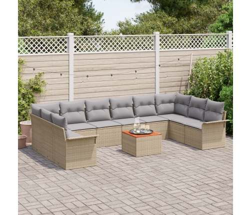 11 Gabalu Dārza Dīvānu Komplekts Ar Spilveniem Bēšā Poli Rattan Akācijā Vidaxl