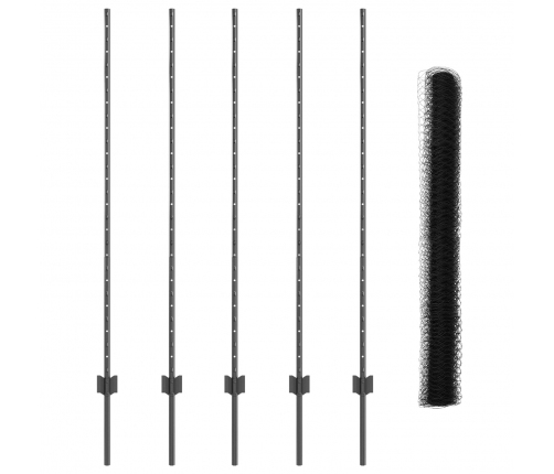 Vidaxl Žoga Stabi 10 Gab U-Kanāls Pelēks 140 Cm Tērauds,  Heksagona Žogs Pelēks 1.4X10 M Tērauds Vidaxl