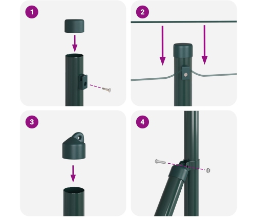 Zaļais Pvc Pārklātu Žogu Stabu Komplekts 2 Gabali 25 X 0.5 M Vidaxl