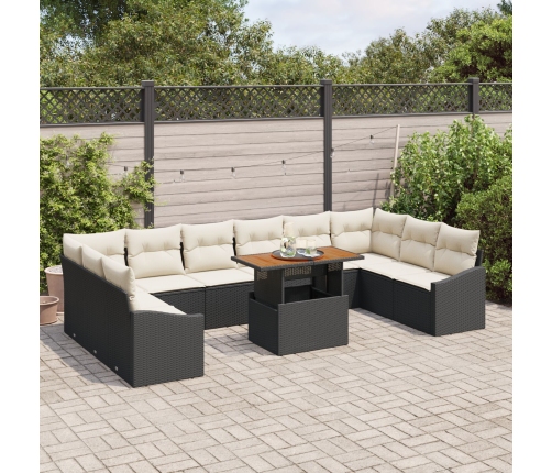 11 Gab. Dārza Dīvānu Komplekts Ar Spilveniem Melnā Poli Ratānā Vidaxl