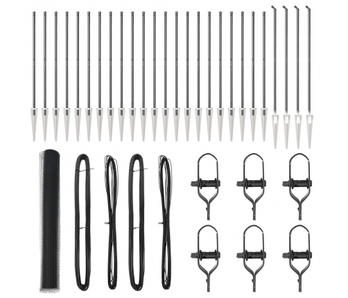 Vidaxl Sešstūra Žogs Pelēks 1.2X50 M Tērauds,  Žoga Stabi Ar Spike 13 Gab. Ø32 Mm 140 Cm Cinkots Tērauds Vidaxl