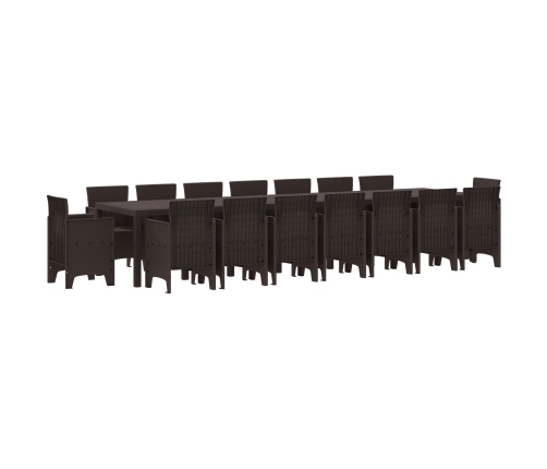 Vidaxl 17 Gabalu Dārza Ēdamistabas Komplekts Brūna Poli Rotangpalma, Vidaxl Dārza Galds Brūns 250X100X73 Cm Poli Rotangpalma, Vidaxl Dārza Galds Brūns 150X100X73 Cm Poli Rotangpalma,  Dārza Krēsli 4 Gab. Brūna Poli Rotangpalma Vidaxl