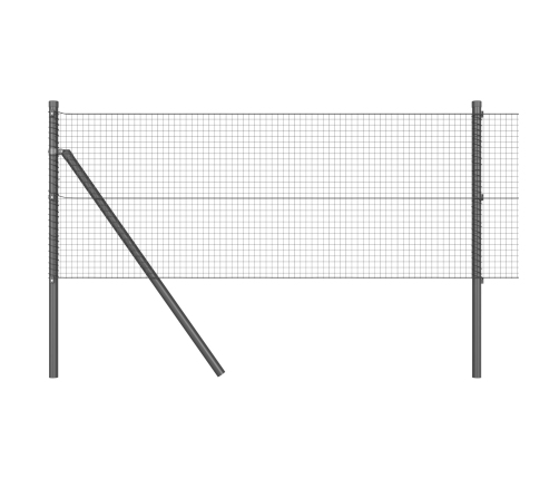 Vidaxl Metinātais Stieņu Žogs Ar 13 Balstiem Pelēks 0.5X100 M Tērauds